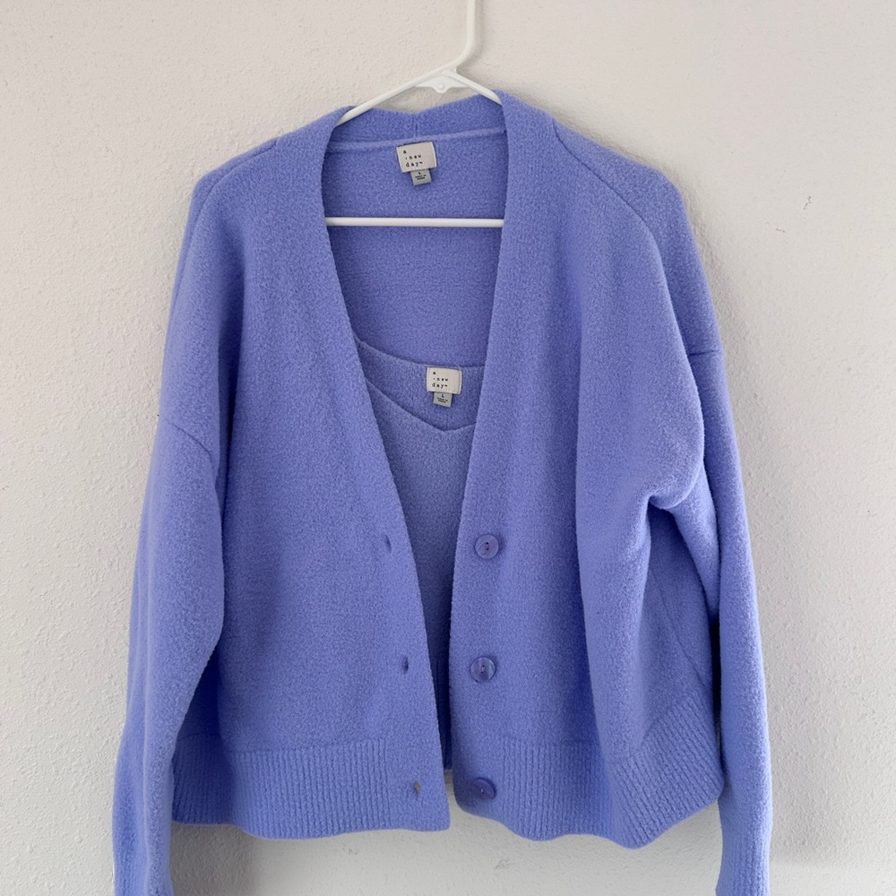 a new day Lilac Button Cardigan with matching tank top!